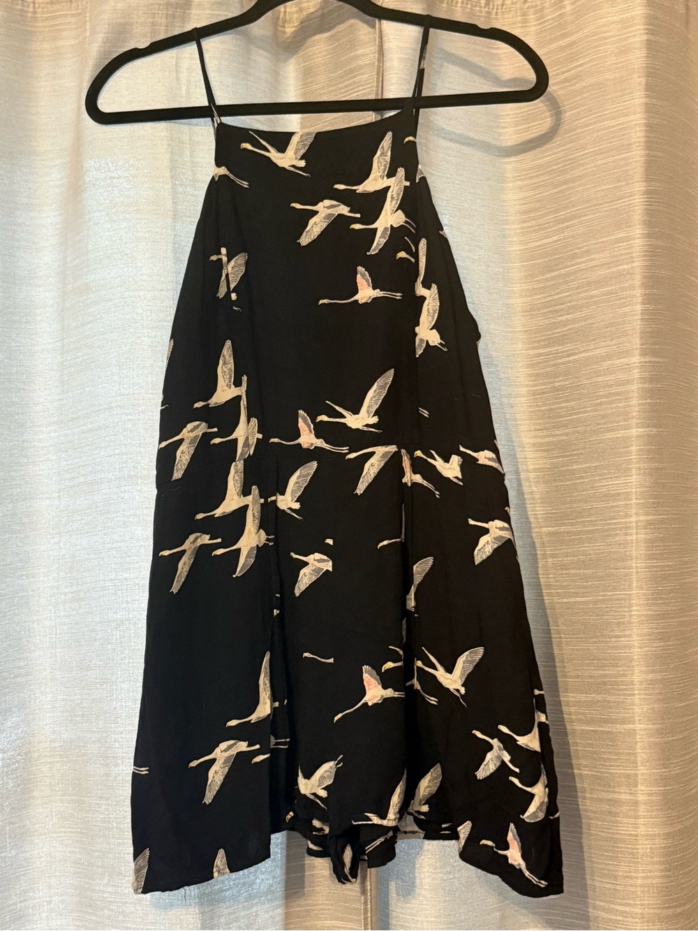 Band of Gypsies White and Grey Bird Print Romper Sz L EUC Anthropologie
